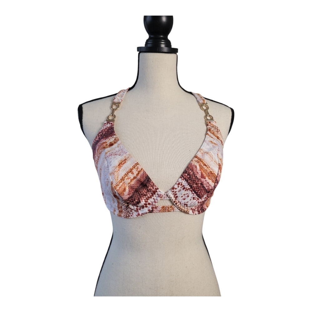 💕Figleaves snakeskin print halter‎ bikini top